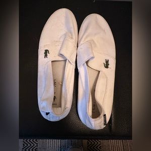 Lacoste Men's White Slip Ons - Size 9M